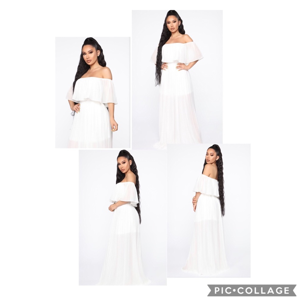 White off the shoulder maxi dress (worn once)